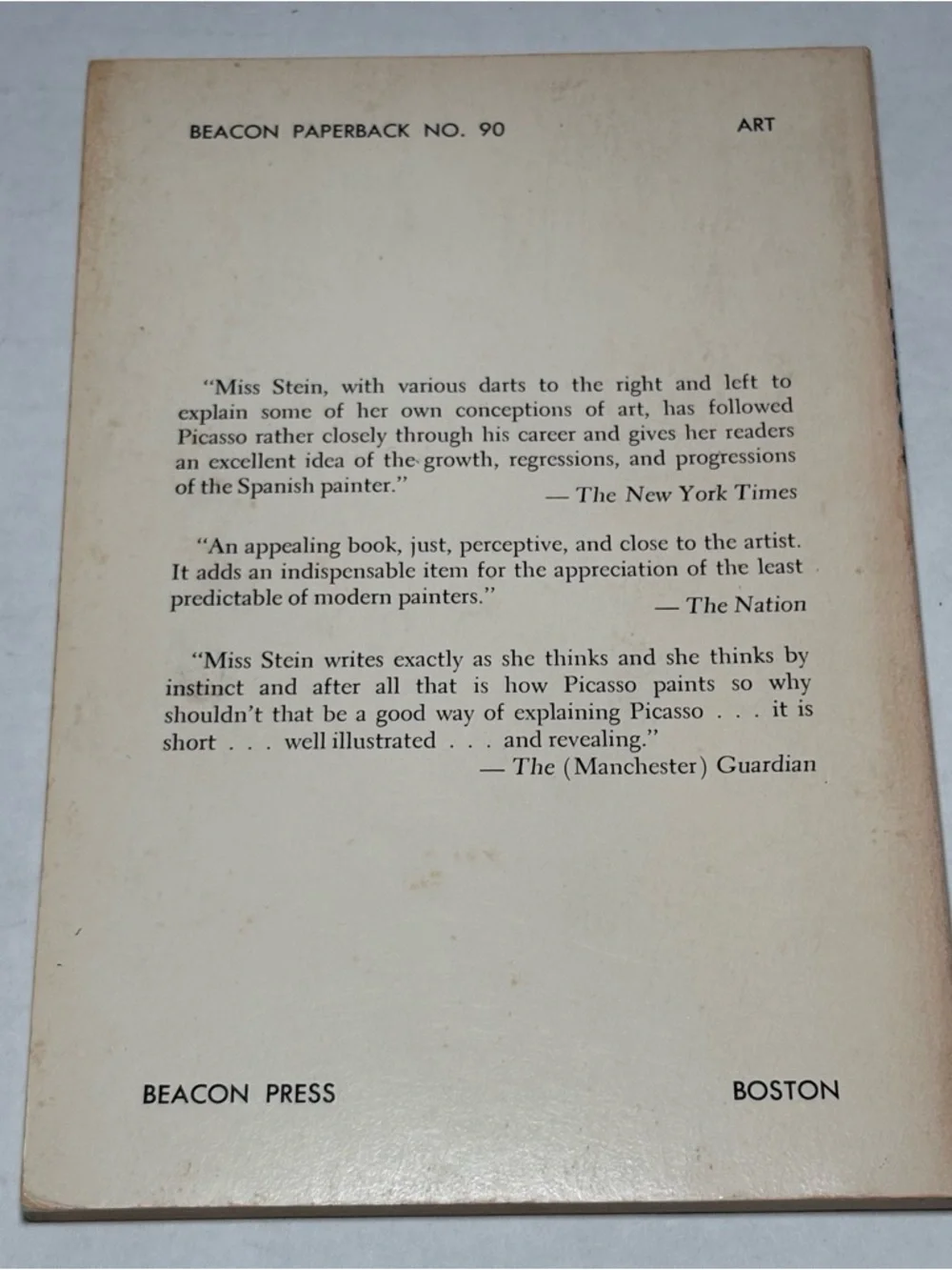 Picasso (Beacon BP90) (Paperback) by Gertrude Stein 1959
